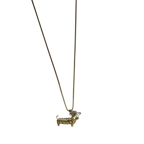 Betsey johnson necklace Gold-Tone Dog Pendant Crystal Accents reversible - Picture 4 of 8